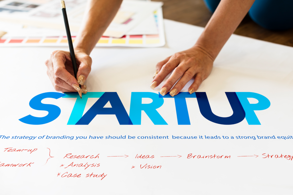 woman drawing an outline of a scalable startup