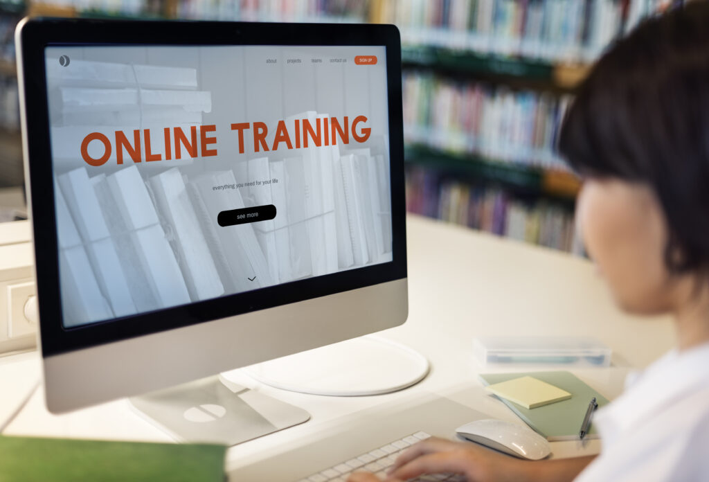 woman doing an online course