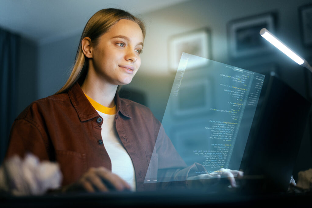 Woman in office doing software engineering