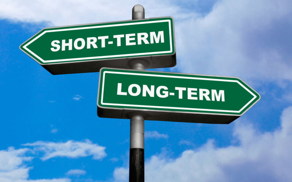 Road signs that shows long-term and short term on them