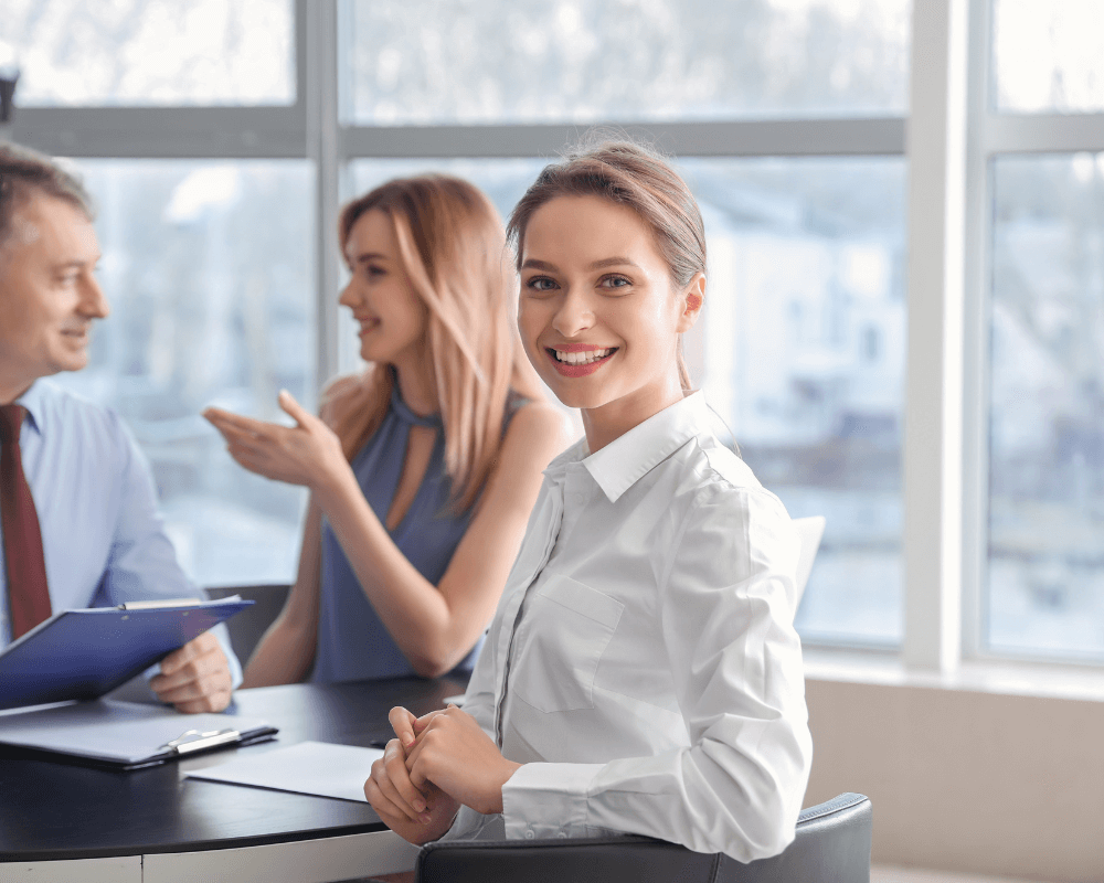 woman looking at camera in the workplace