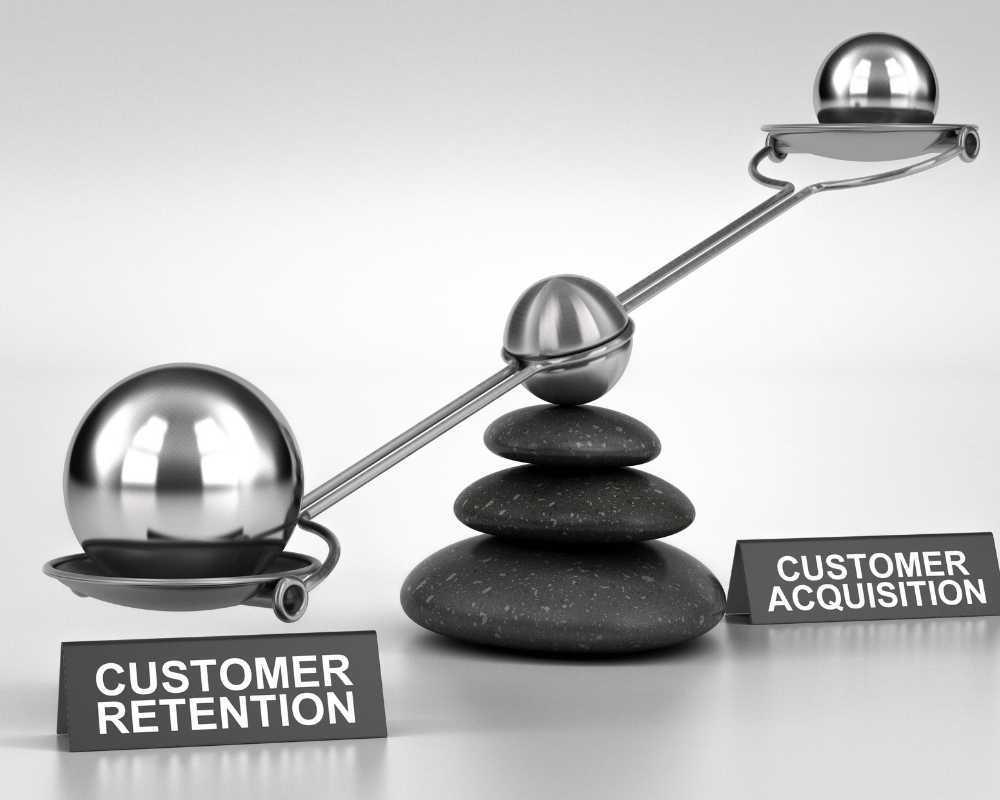 scale pointing to customer acquisition and cutomer retention