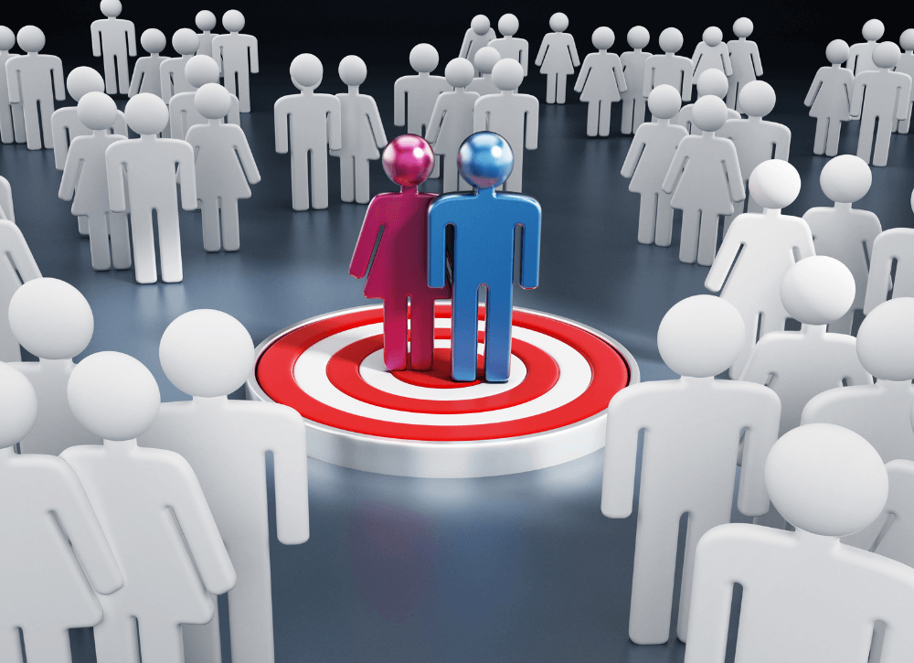 an illustration of an audience in different segment in order to select the right target market audience