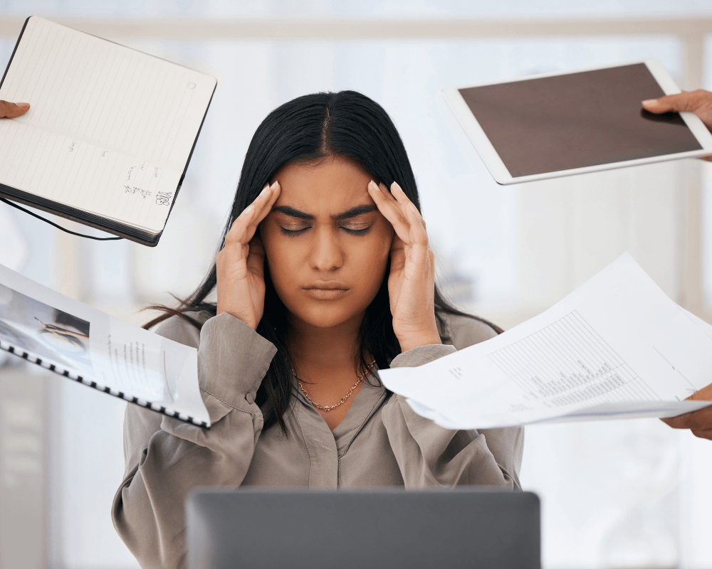 an employee experiencing stress and burnout