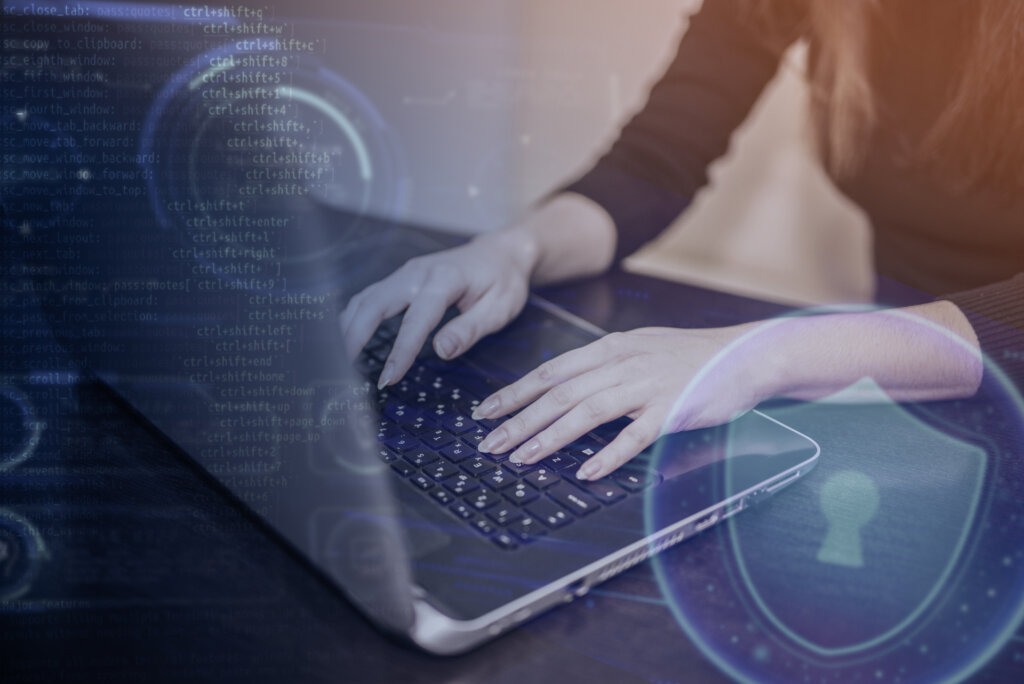 person working on html and data security
