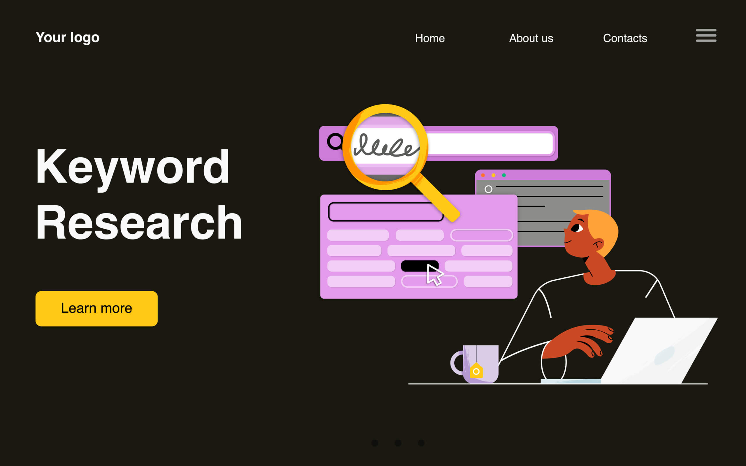Keyword research landing page social media content