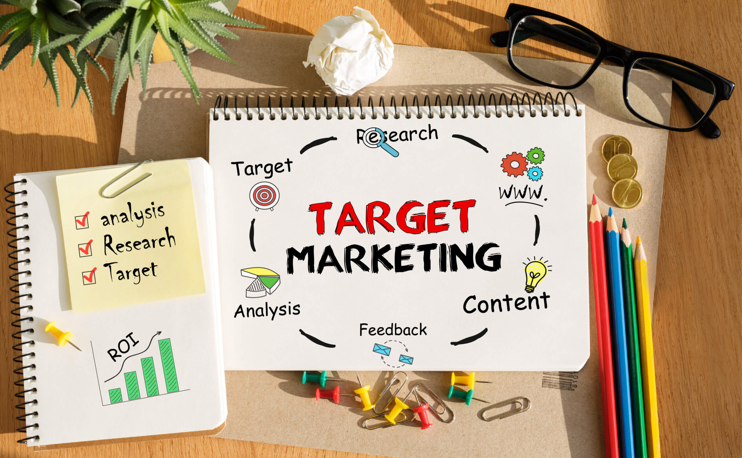 niche target marketing strategy notebook. Notebook with Toolls and Notes about Target Marketing