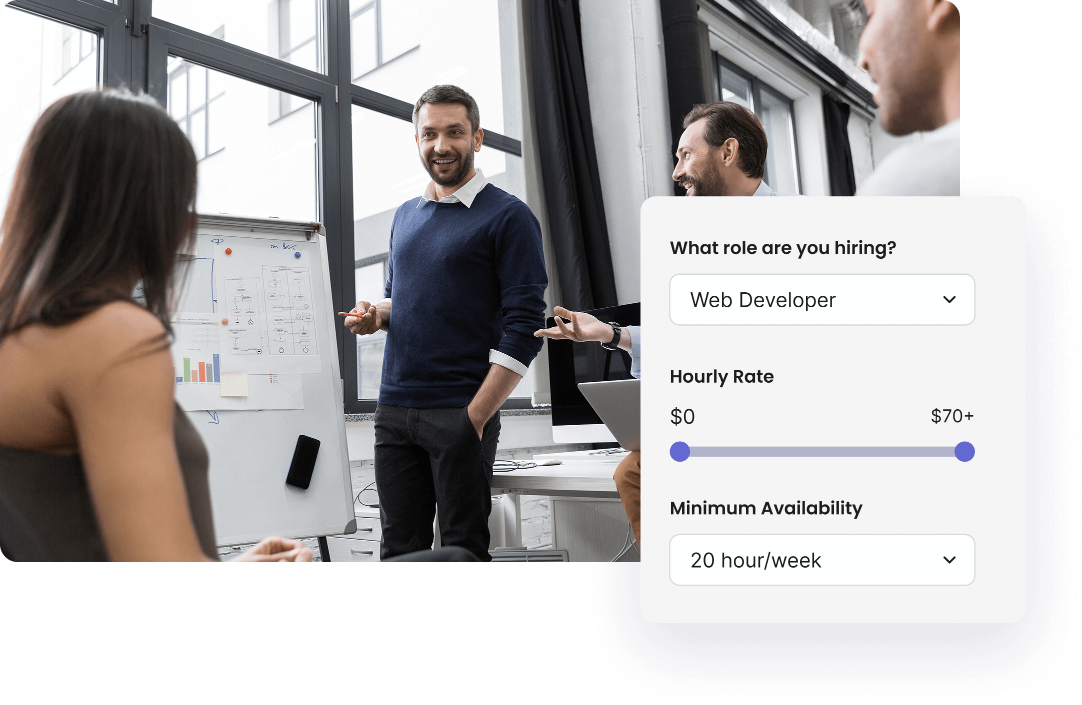 QuicklyHire Pro Hire Talent Hiring Budget selection screen for hiring professional talent