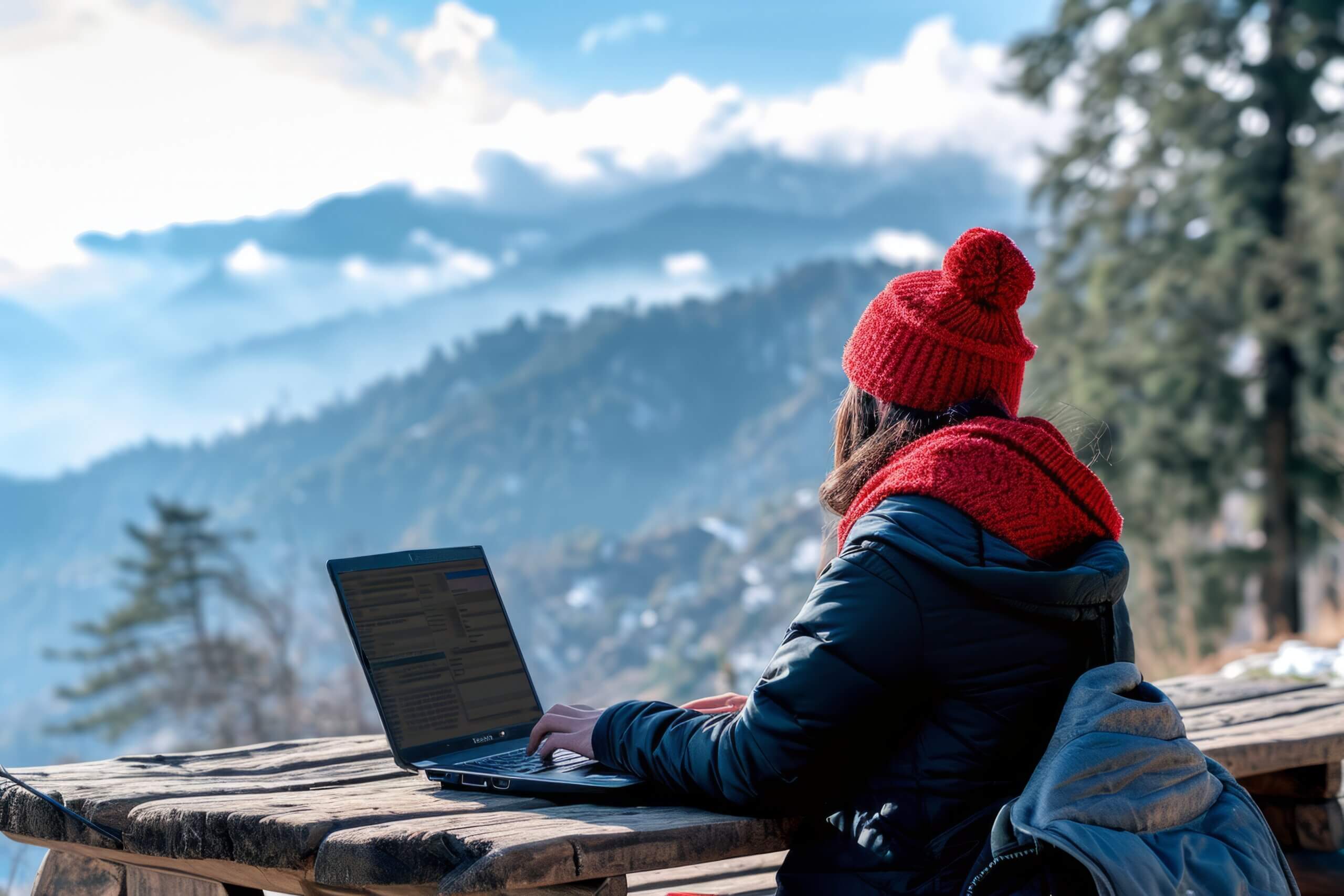 diverse young people being digital nomads working remotely from dreamy locations