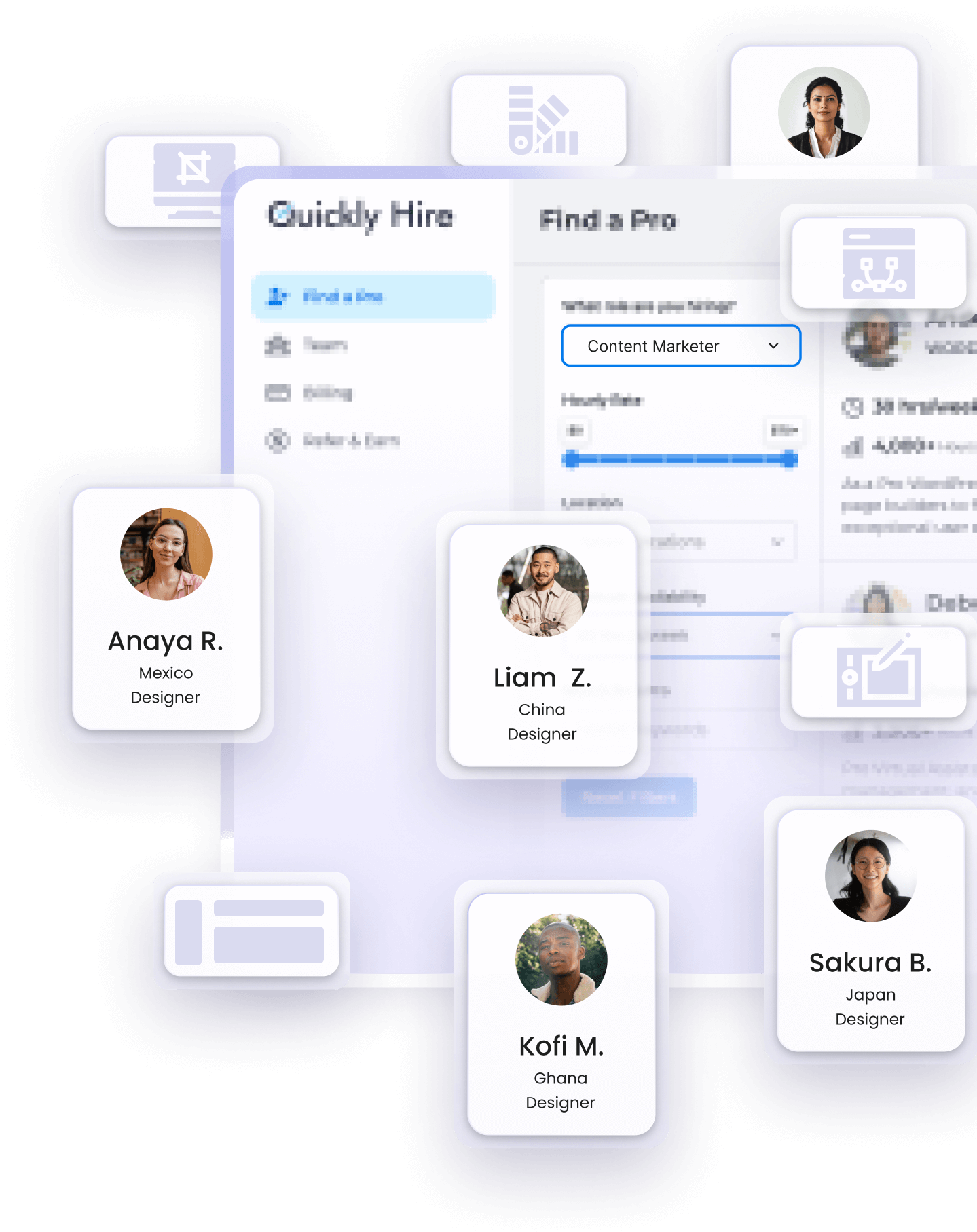 Designer profiles List of designer profiles showcasing portfolios and creative skills