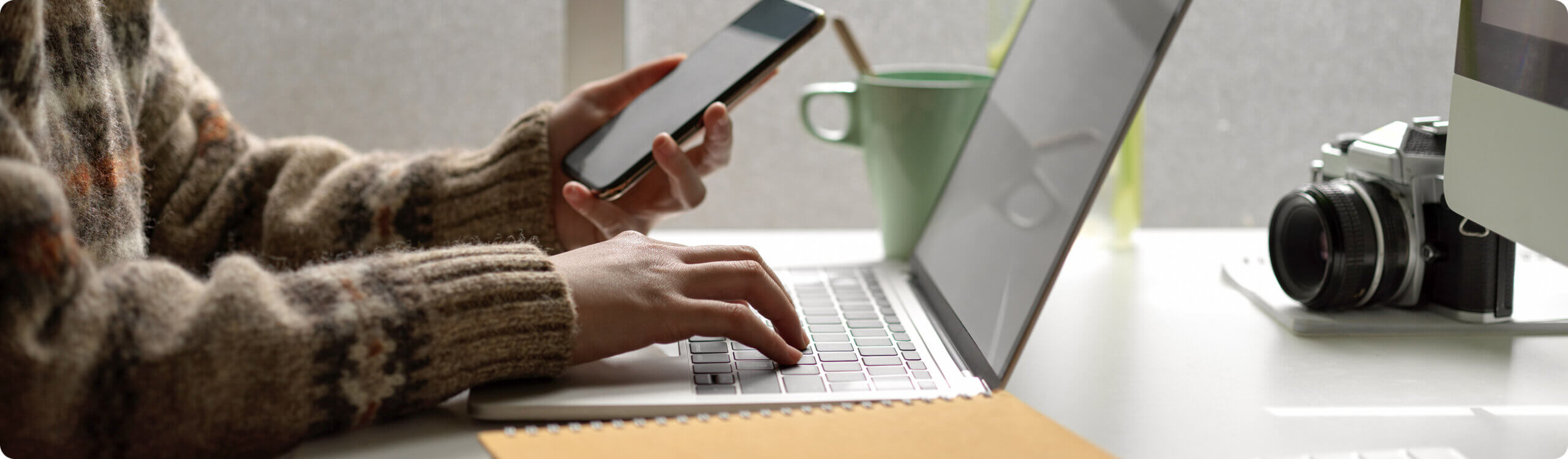 social media strategist working social media strategist at home with laptop