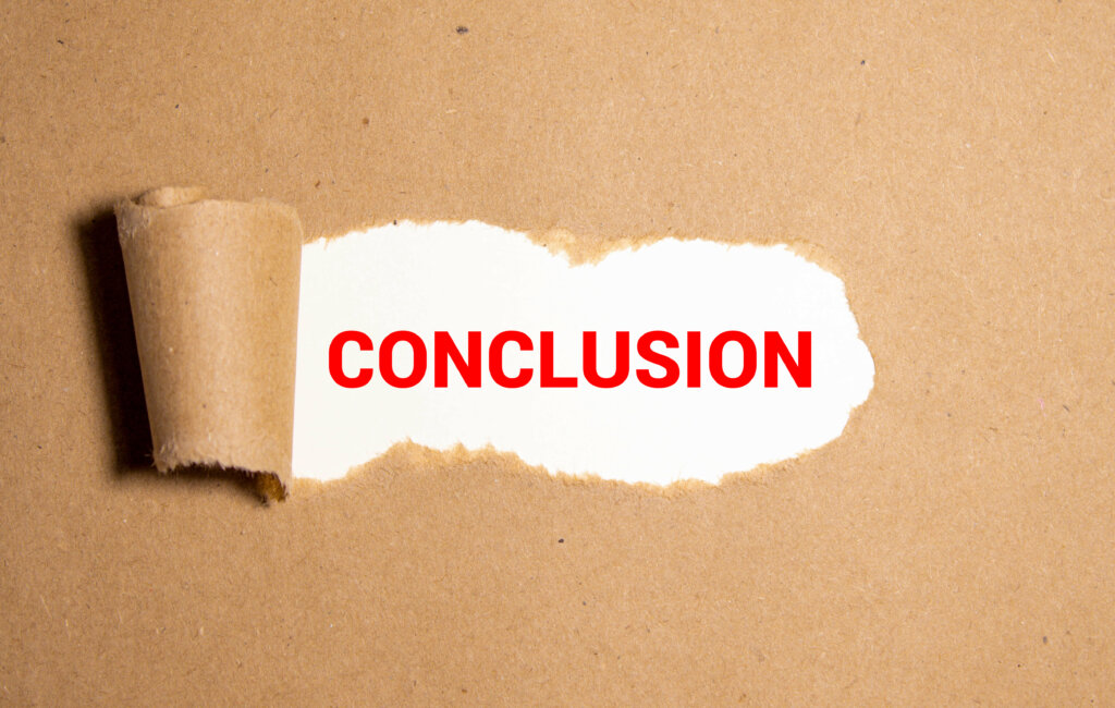 conclusion Message written under torn paper, concept